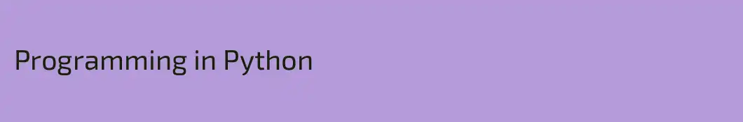 Programming in Python